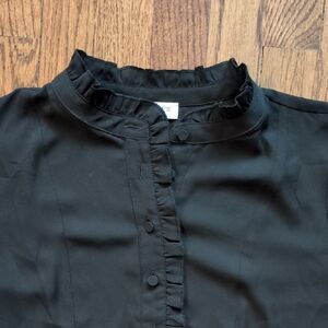 J. Crew Black Ruffled Blouse